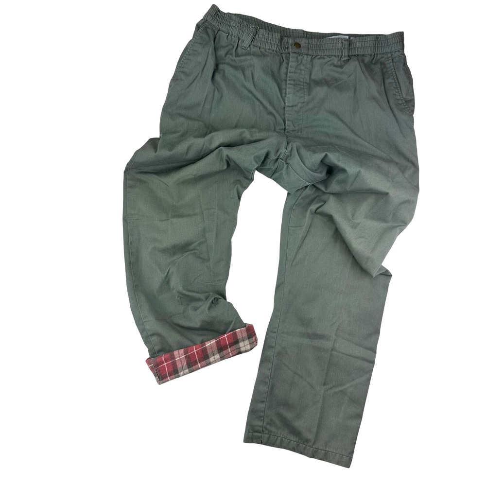Haband Pants Mens 40L Green Ice House‎ Flannels Straight Lined Elastic Waist VTG